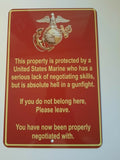 Marine 8x12 Metal Wall Military Warning Sign – Property Protected by Armed Forces