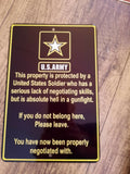 Property Protected by a Soldier 8x12 Inch Metal Military Warning Sign ARMY Armed Forces