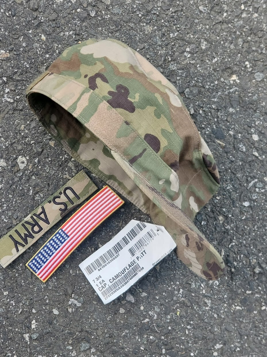OCP  7 3/8 US Army Military Multicam Camouflage USGI Patrol Cap Hat 2 Tabs SEKRI