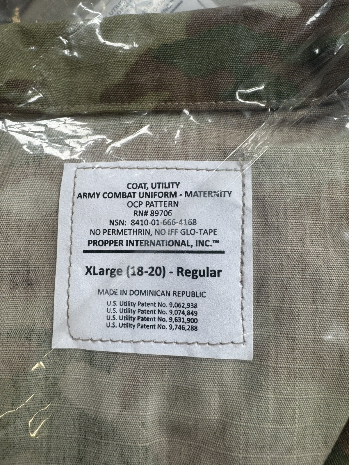 PROPPER F5400 Womens ACU Coat Maternity Sz XLR X-Large Regular OCP Multicam New
