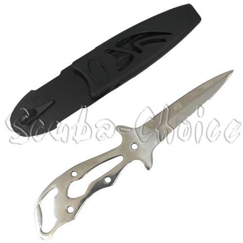 Scuba Diving 8" Spearfishing Low Volume Stainless Steel Knife w/ 2 Straps