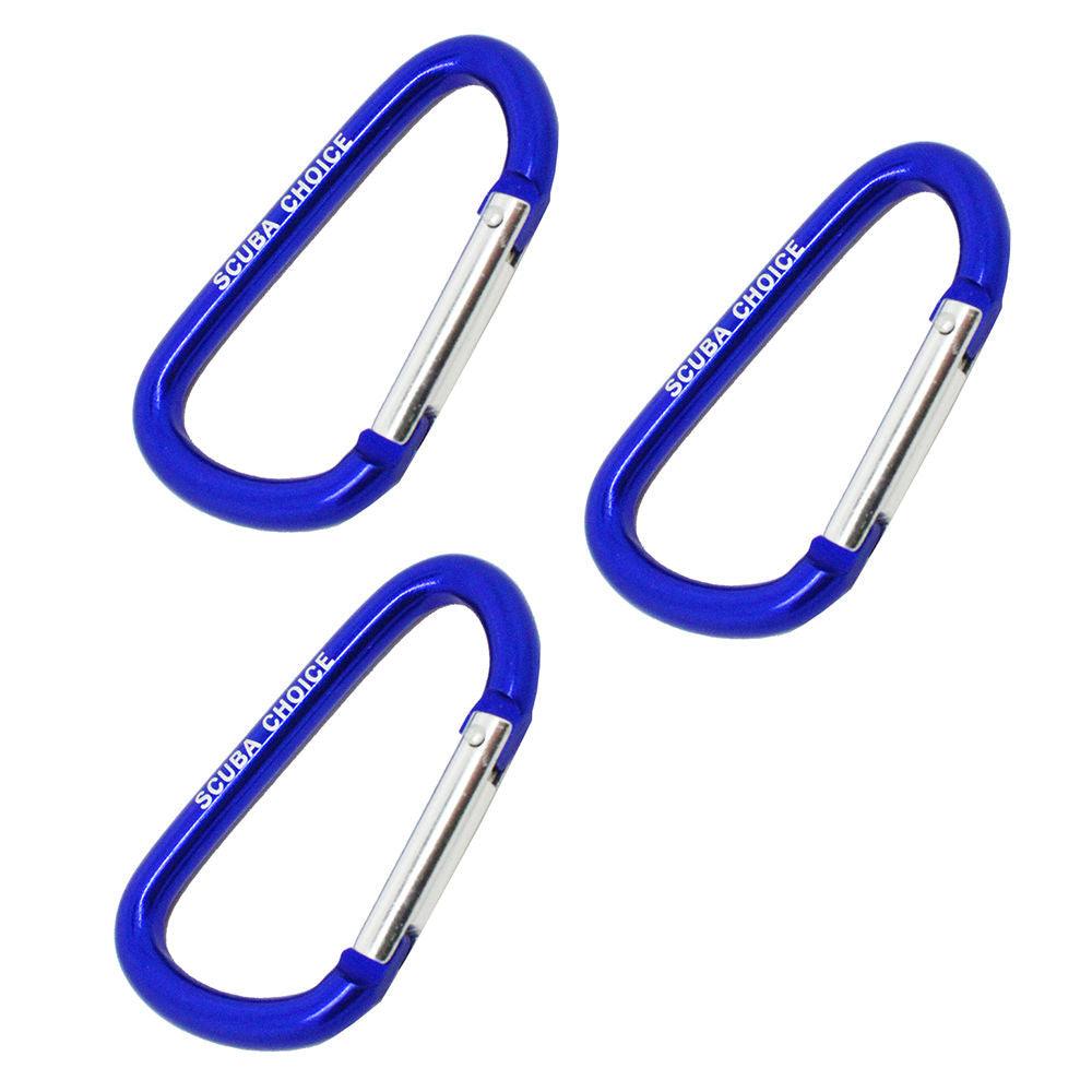 Boat Marine Clip Blue Aluminum Safety Spring Hook Carabiner 8cm, 3pc pack