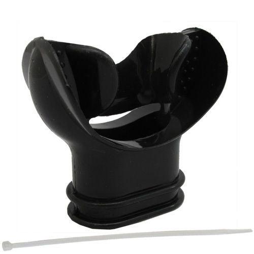 Scuba Diving Black Silicone Comfort Bite Mouthpiece w/ Regulator Tie
