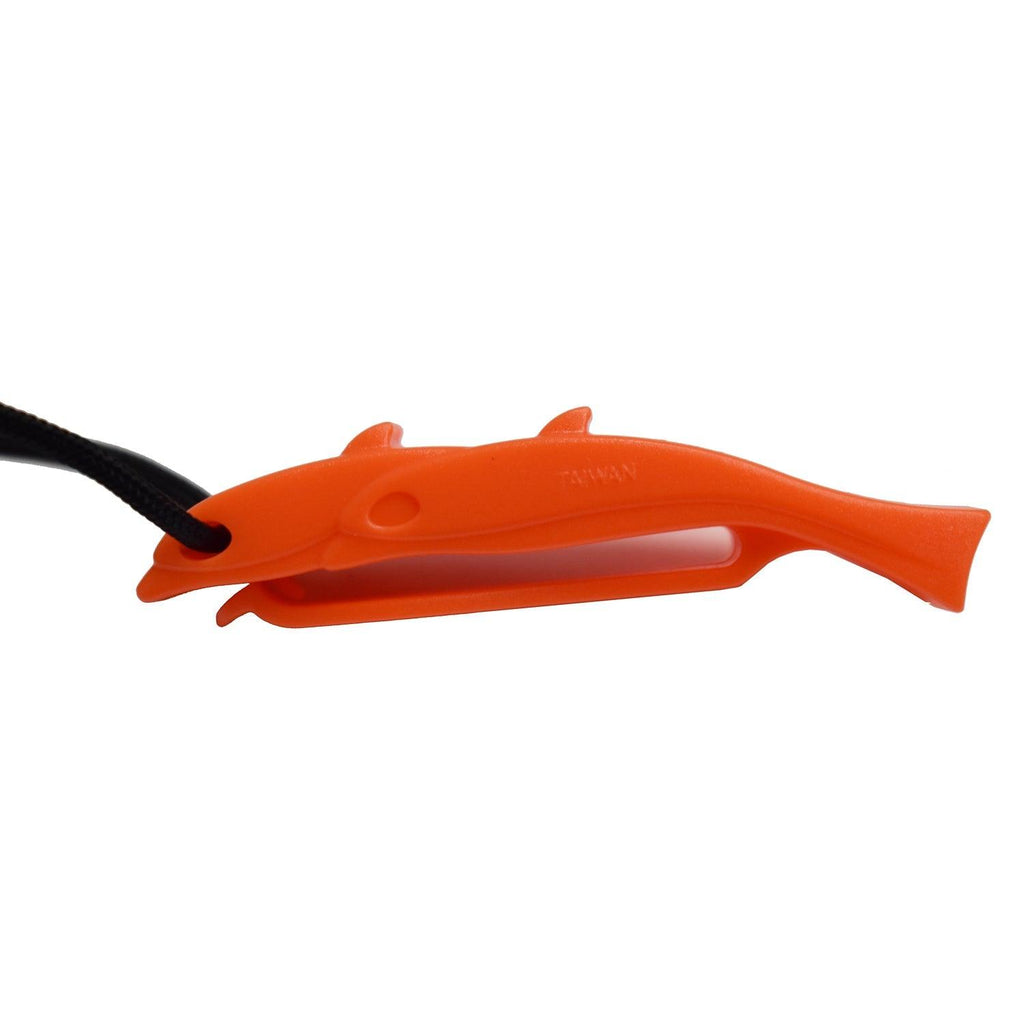 Scuba Choice Safety Dolphin Shape Whistle w/ Swivel Clip & Clip, Orange