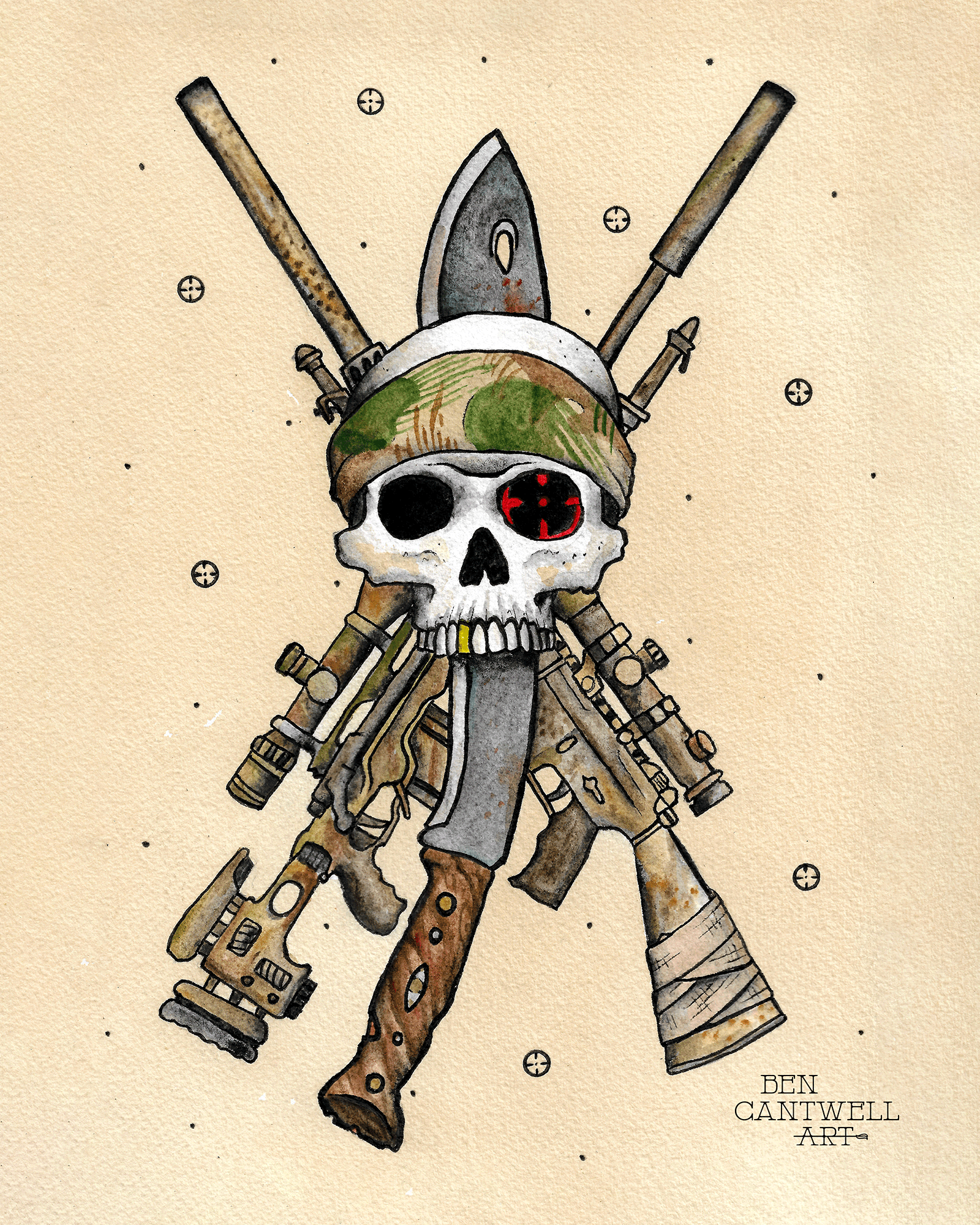 Sniper Rifles, Kukri, and Skull