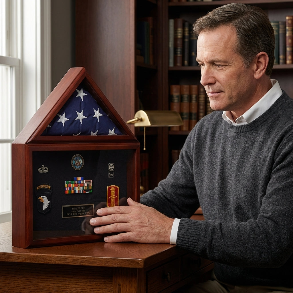 Flag plus certificate display case,Cherry case with 3'X5' flag