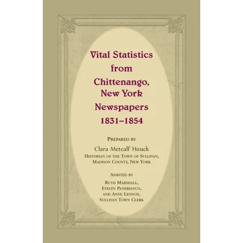 Vital Statistics from Chittenango, New York, Newspapers, 1831-1854