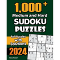1,000+ Medium and Hard Sudoku Puzzles: 9x9 Puzzles with Solutions - Paperback