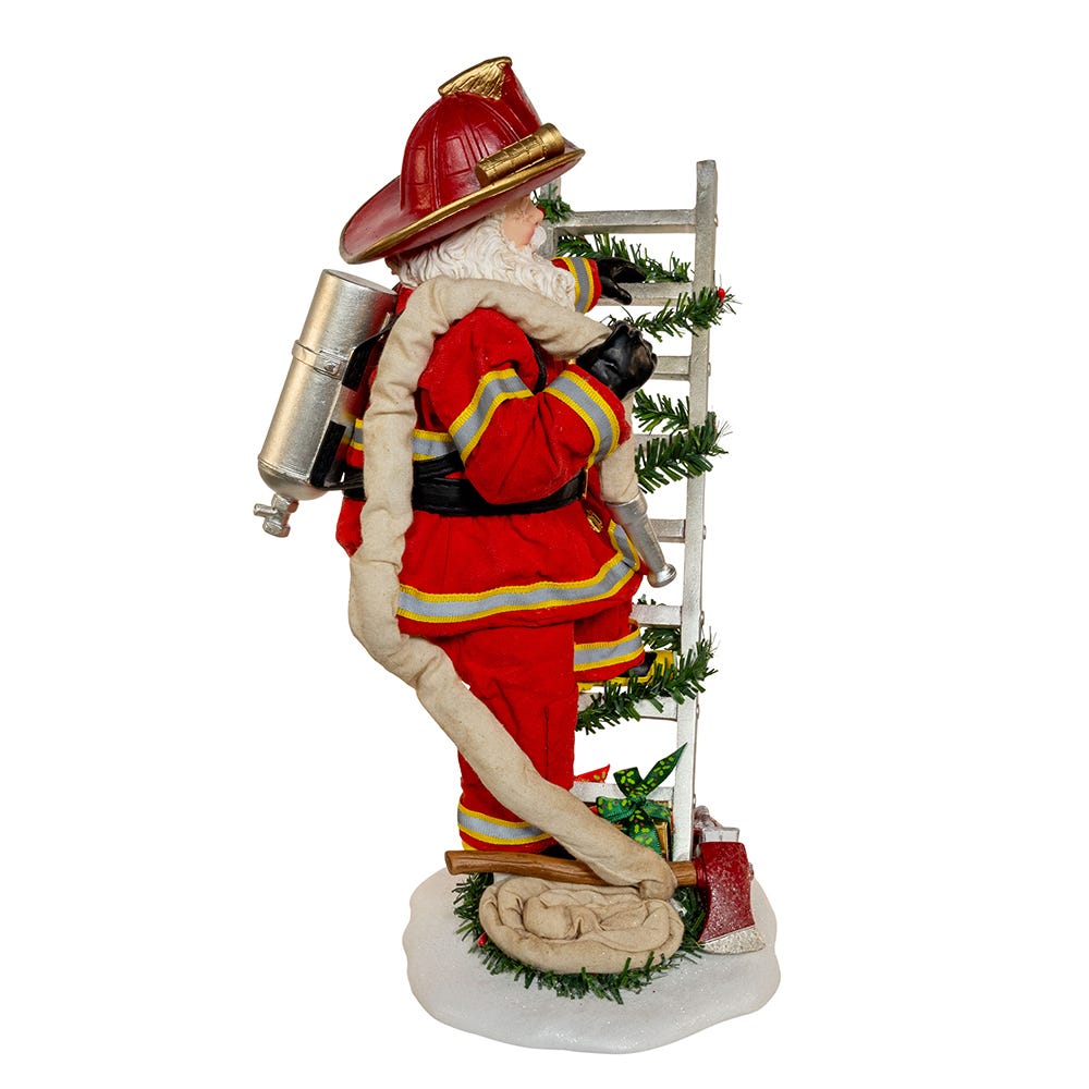 Fabriche Fireman Santa On Ladder - 11.5 Inch
