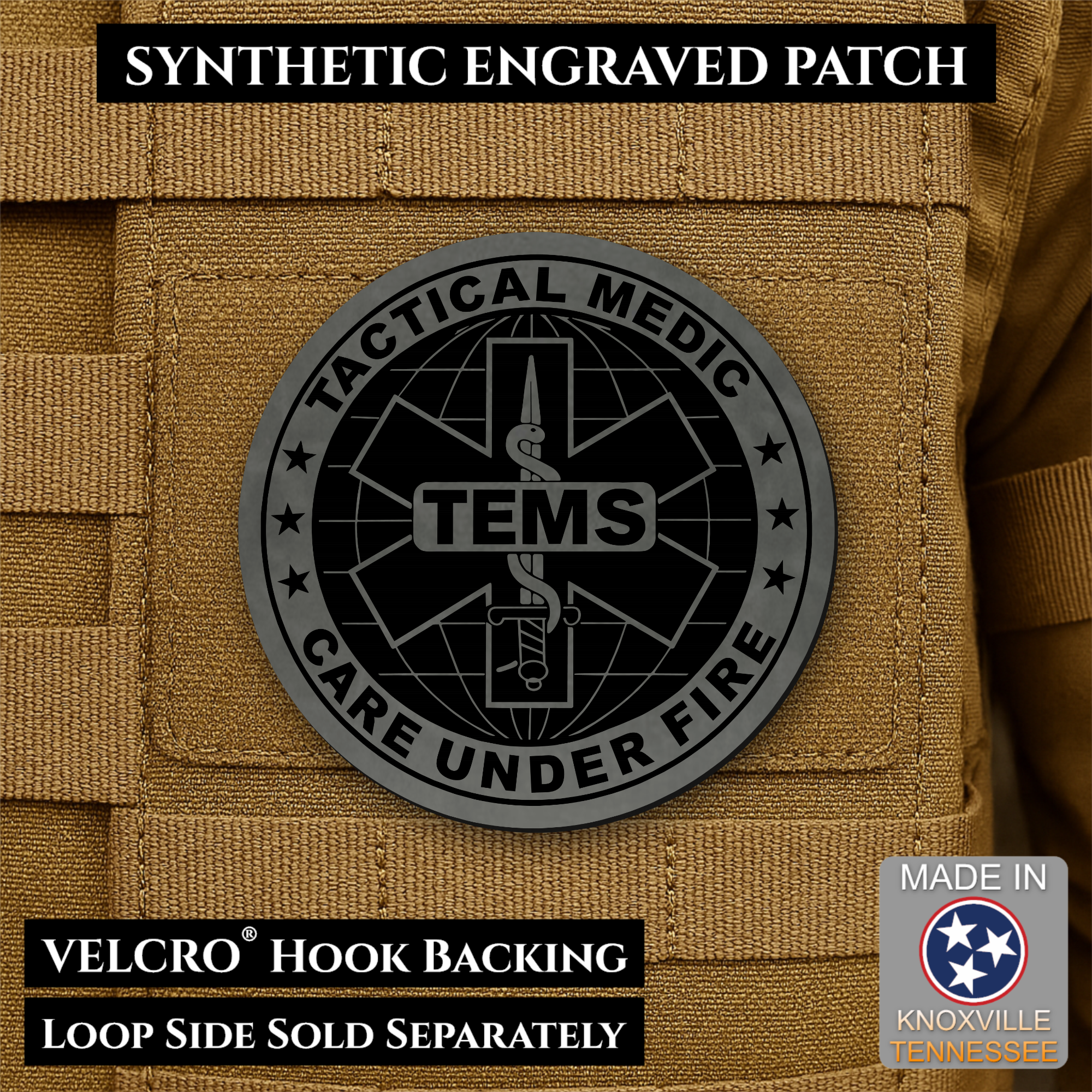 Tactical EMS Medic Team Morale Patch, 3" Round | Made in USA | VELCRO® Brand Hook Backing