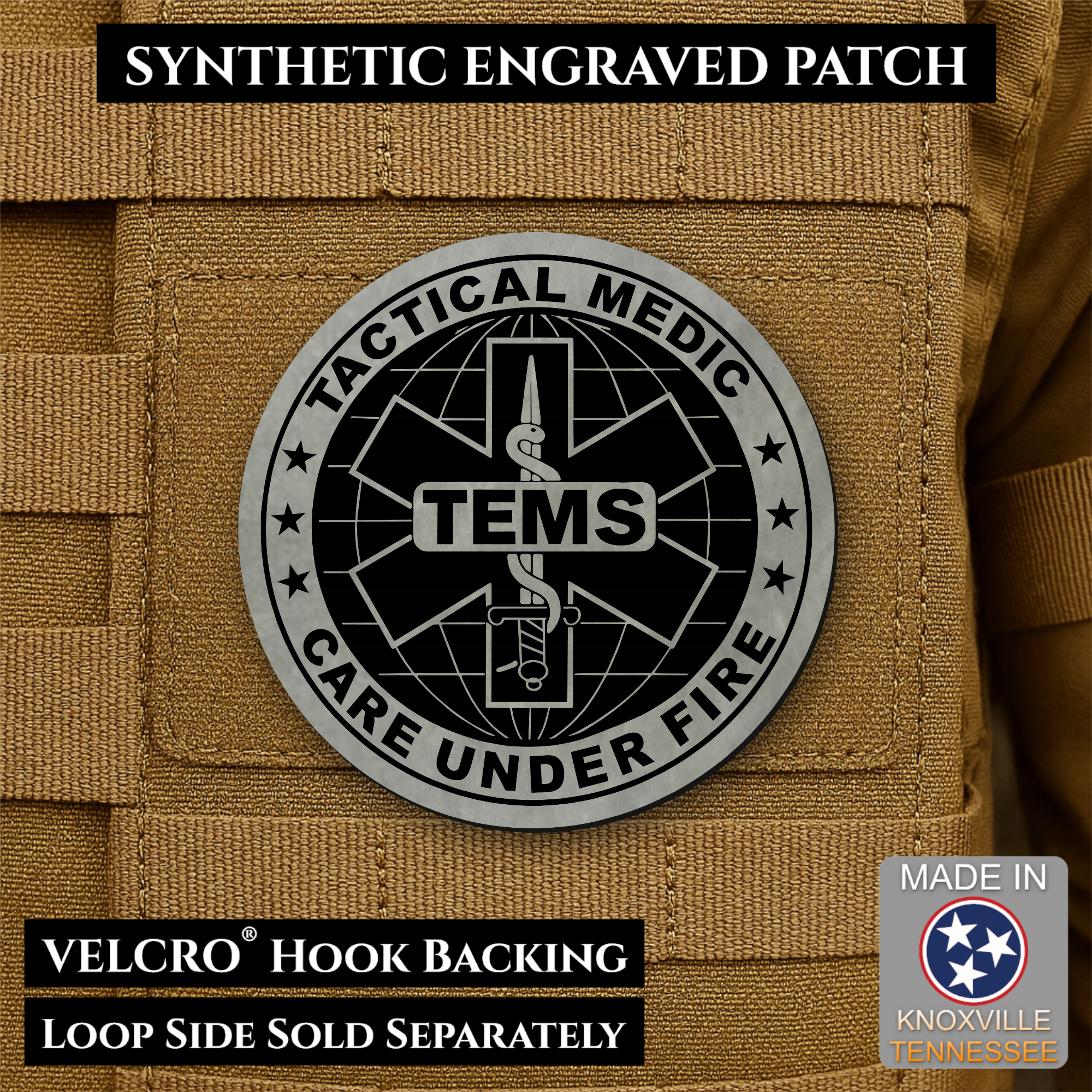 Tactical EMS Medic Team Morale Patch, 3" Round | Made in USA | VELCRO® Brand Hook Backing