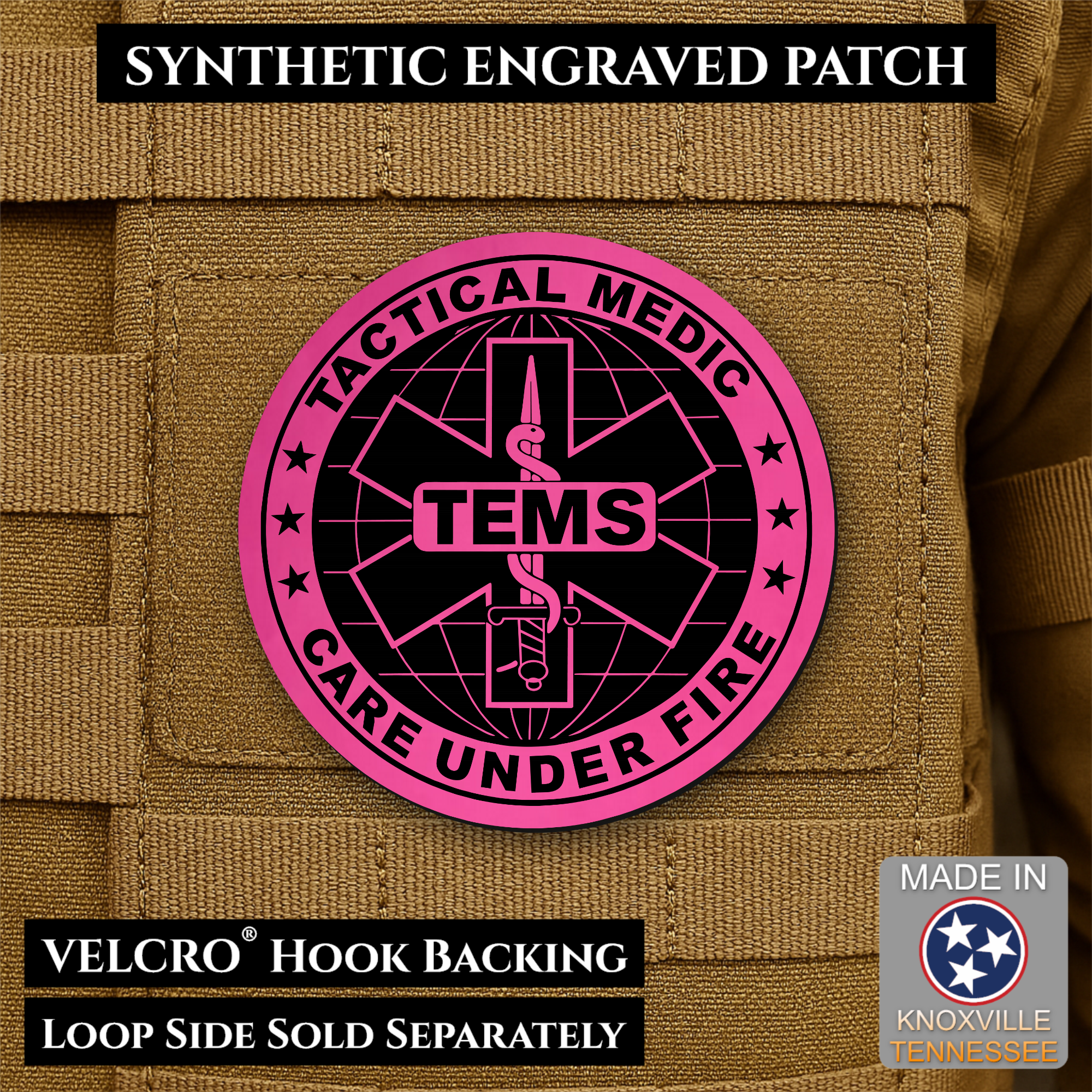 Tactical EMS Medic Team Morale Patch, 3" Round | Made in USA | VELCRO® Brand Hook Backing