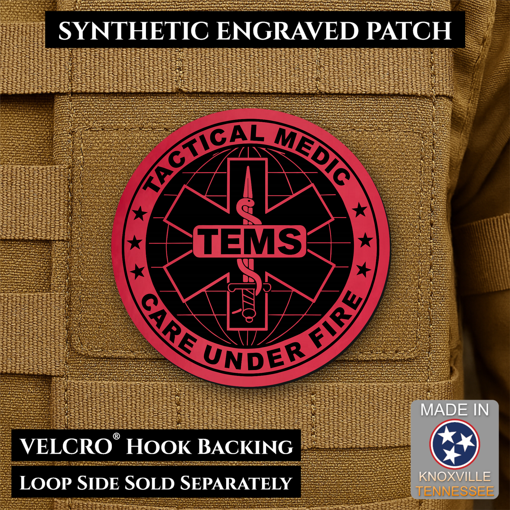 Tactical EMS Medic Team Morale Patch, 3" Round | Made in USA | VELCRO® Brand Hook Backing