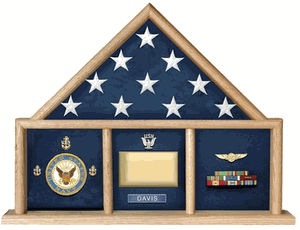 Oak 3 X 5 flag memorial case - solid oak