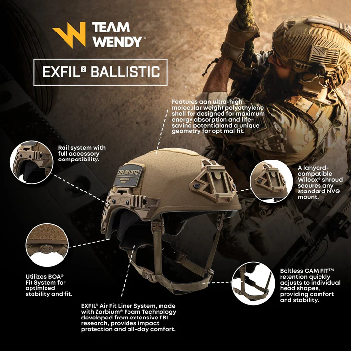 Team Wendy Exfil Ballistic Helmet - Hybrid Composite Shell w/ EXFIL Rail 3.0 system