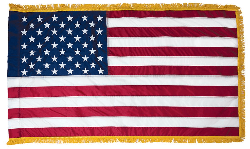 U.S. Embroidered Nylon Pole-Hem & Fringe Indoor Flag