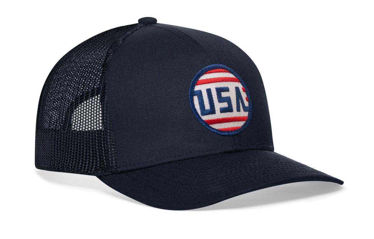 USA Stripes Trucker Hat  |  Black America Snapback