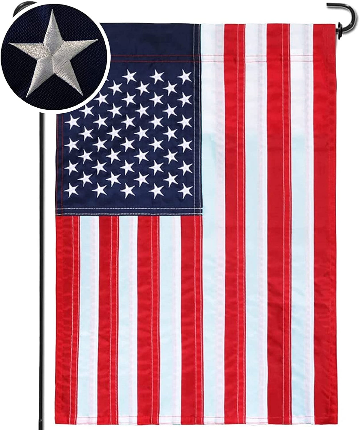 U.S. Garden Flag 12"x18" – Embroidered Stars & Sewn Stripes | Made in USA