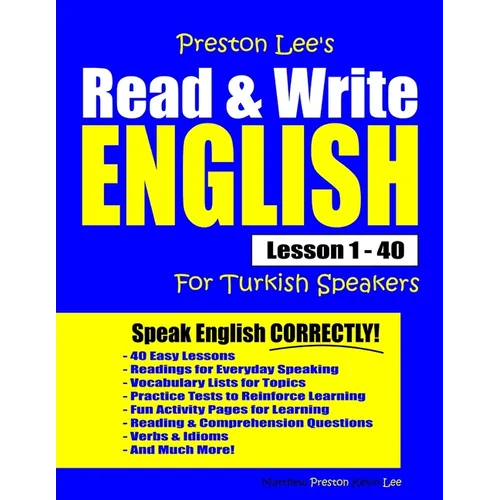 Preston Lee's Read & Write English Lesson 1 - 40 For Turkish Speakers - Paperback