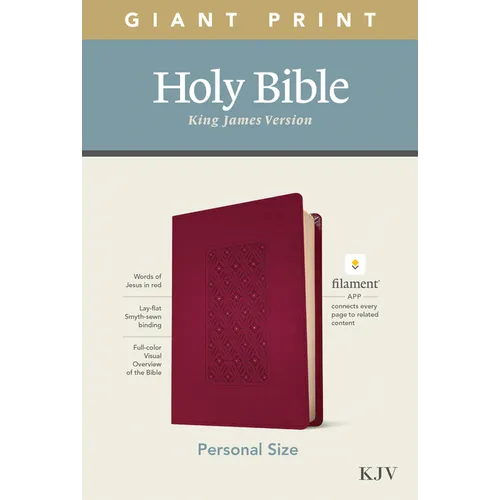 KJV Personal Size Giant Print Bible, Filament Enabled Edition (Leatherlike, Diamond Frame Cranberry) - Imitation Leather