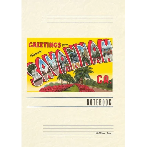 Vintage Lined Notebook Greetings from Savannah - Paperback