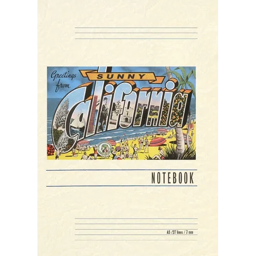 Vintage Lined Notebook Greetings from Sunny California Beach Scene - Paperback