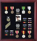 Officers Medal Display Case Plus Photo shadowbox, Cherry Military Frame