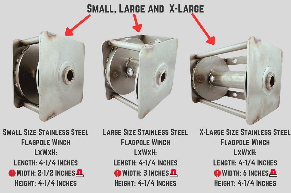 Stainless Steel Cable Winch for Aluminum Flagpole | Made in USA