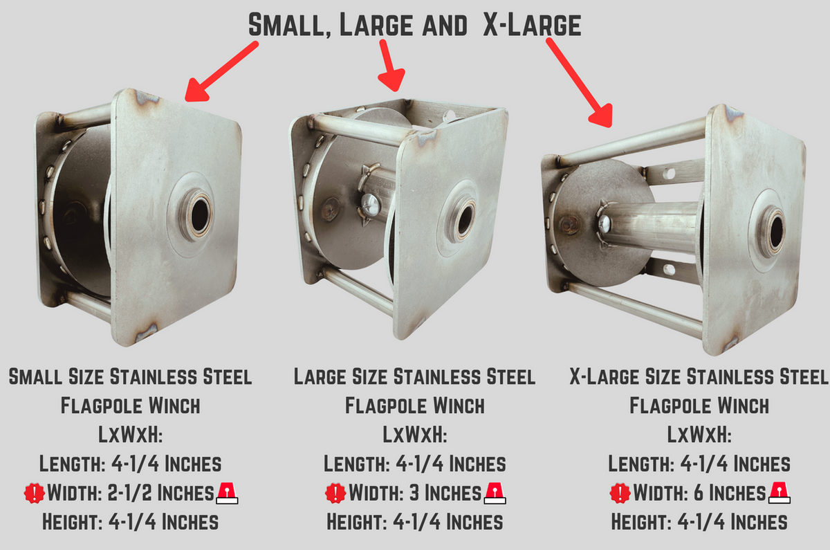 Stainless Steel Cable Winch for Aluminum Flagpole | Made in USA