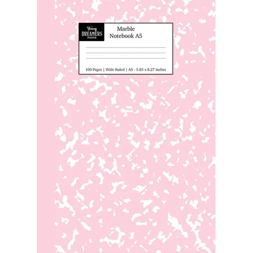 Marble Notebook A5: Pastel Pink Marble Wide Ruled Journal - Paperback
